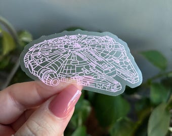 Millennium Falcon Pink Clear Sticker | Star Wars Sticker | Disney Sticker | Star Wars Laptop Sticker | Vinyl Sticker | Water Bottle Sticker