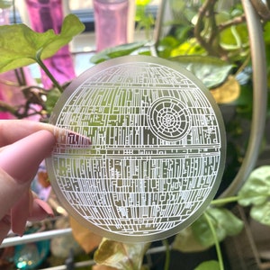 Star Wars Death Star Clear Sticker-White | Disney Vinyl Waterproof Laptop Sticker | Star Wars Sticker | Star Wars Water Bottle Sticker