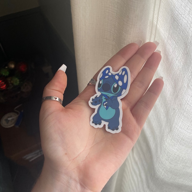 Bikini Head Stitch Clear Sticker | Lilo and Stitch Laptop Sticker | Disney Sticker | Waterproof Vinyl Water Bottle Sticker image 2