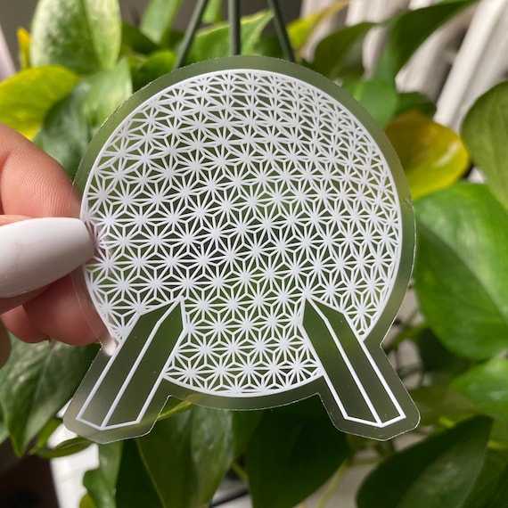 Epcot Clear Sticker | Spaceship Earth Sticker |Walt Disney World Sticker Epcot World Showcase Minimalist White Clear Vinyl Waterproof Laptop