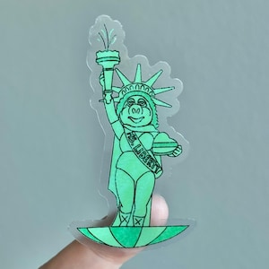 Muppets Miss Piggy Clear Sticker | Miss Piggy Lady Liberty Sticker | Disney Sticker | Vinyl Sticker | Waterproof Bottle Sticker