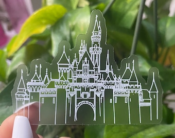 Sleeping Beauty Castle Clear Sticker | Disneyland California Castle Sticker | Clear Vinyl Waterproof Laptop Sticker | White Castle Sticker