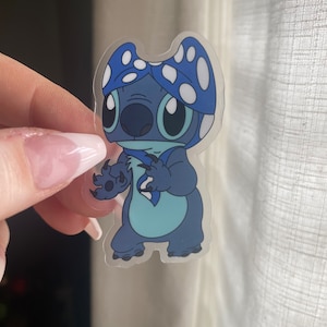 Bikini Head Stitch Clear Sticker | Lilo and Stitch Laptop Sticker | Disney Sticker | Waterproof Vinyl Water Bottle Sticker image 6
