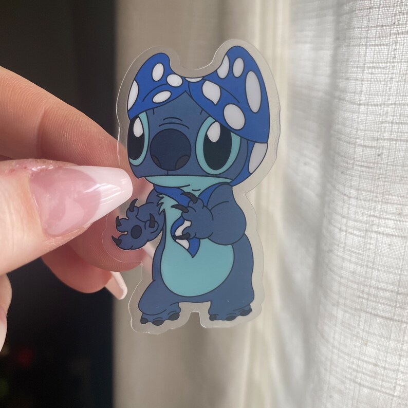 Bikini Head Stitch Clear Sticker | Lilo and Stitch Laptop Sticker | Disney Sticker | Waterproof Vinyl Water Bottle Sticker image 6