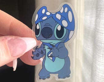 Pegatina transparente de puntada de cabeza de bikini / Pegatina para portátil de Lilo y Stitch / Pegatina de Disney / Pegatina de vinilo impermeable para botella de agua