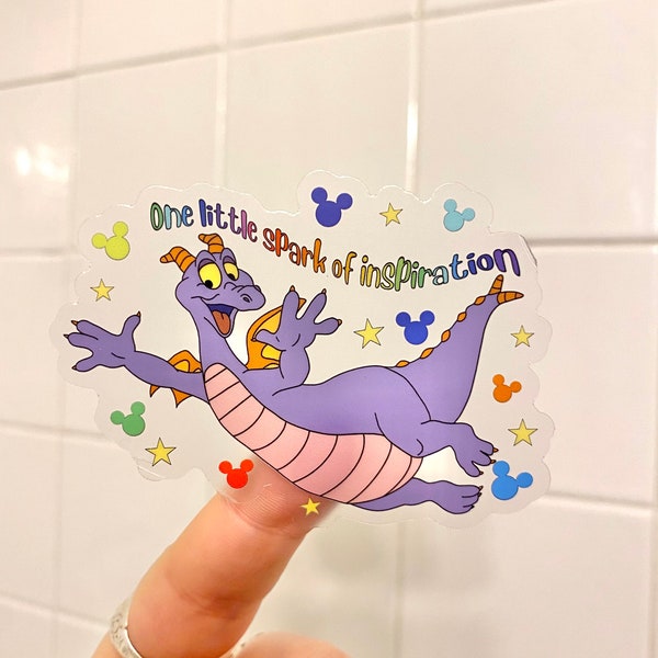 Pegatina transparente para portátil inspirada en Figment / Pegatina de Figment / Pegatina de Disney / One Little Spark / Pegatina de Epcot / Pegatina con cita de Figment