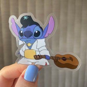 Elvis Stitch Durchsichtiger Aufkleber | Lilo und Stitch Laptop Aufkleber | Disney Aufkleber | Aufkleber Elvis | Disney Vinyl Wasserdichte Laptop Wasserflasche