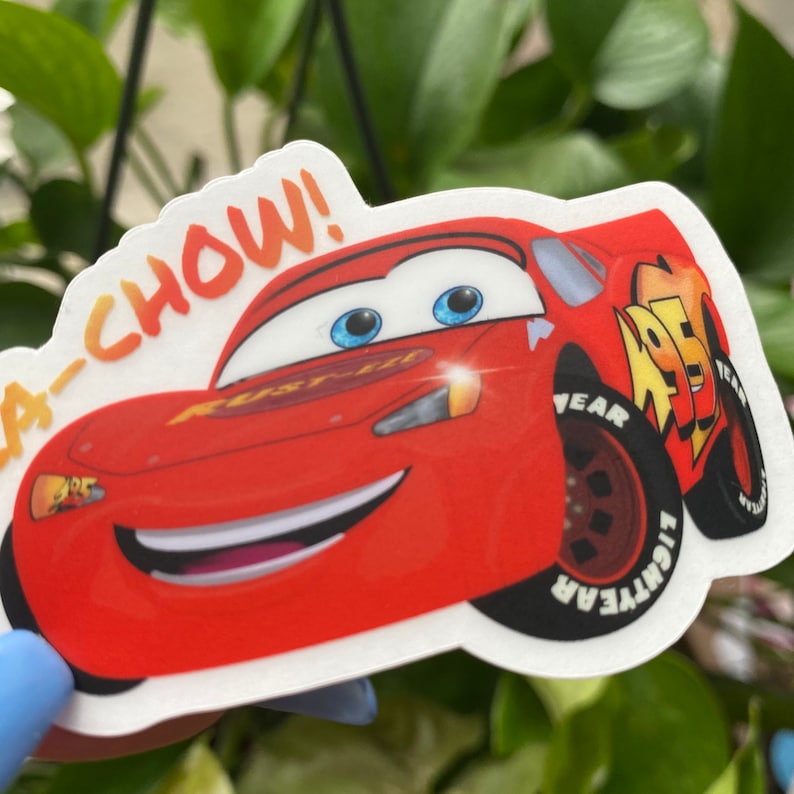 Disney Pixar Cars Sticker Lightning Mcqueen Kachow Clear Etsy