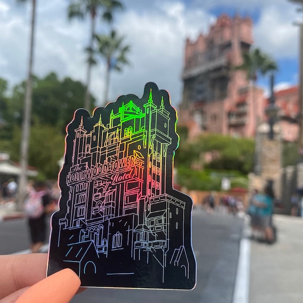 Holographic Tower of Terror Sticker | Vinyl Sticker | Waterproof Sticker | Disney World Sticker | Hollywood Studios Sticker | Holographic