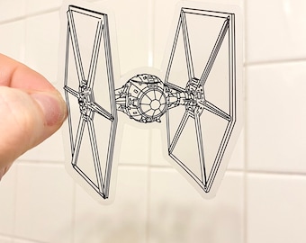 Star Wars Tie Fighter Clear Sticker (Black) | Star Wars Sticker | Disney Sticker | Clear Vinyl Waterproof Laptop Water Bottle Sticker