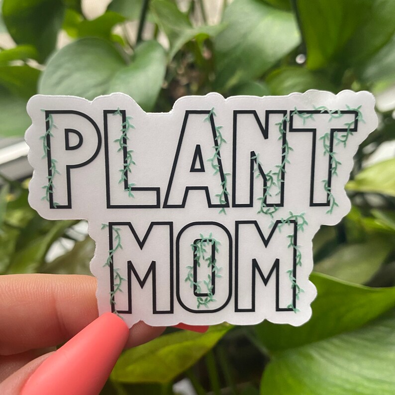 Plant Mom Clear Laptop Sticker | Vinyl Waterproof Water Bottle Sticker image 3