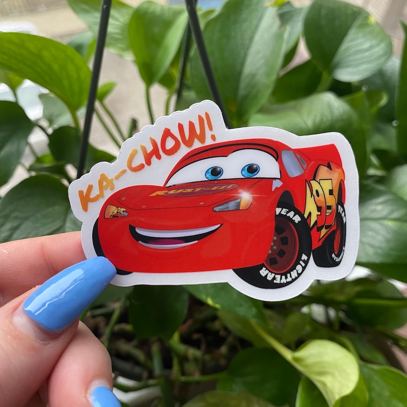 Disney Pixar Cars Sticker Lightning Mcqueen Kachow Clear Etsy