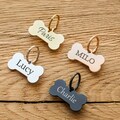 Engraved bone pet tag, Personalized dog tag, Dog name tag, Double sided small dog tag, Pet ID tag for cat and dog, Funny dog tag product logo