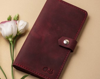 Cartera de CUERO para mujer, Cartera plegable minimalista, Cartera para mujer, Cartera RFID para mujer, Regalo del día de la madre, Regalo para mamá, Regalo de cumpleaños de mamás