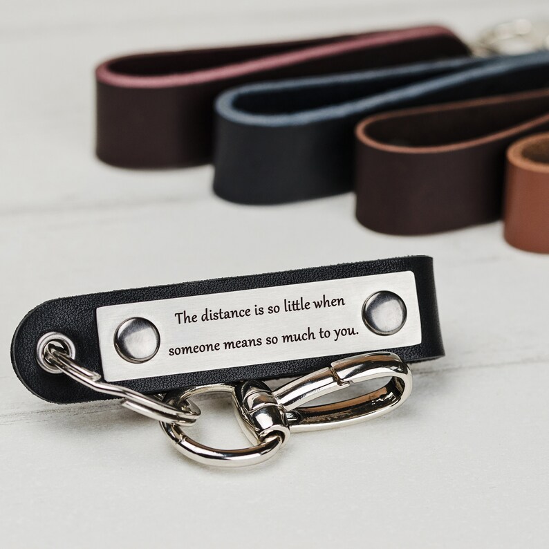 Personalized leather keychain, Valentines dayg gift for her, Romantic Valentines day gift for him, Gift for fiance, Gift for boyfriend image 3