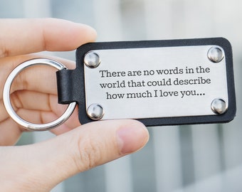 Personalized leather keychain, Custom engraved keychain, Personalized gift for boyfriend, Mens leather key fob, Leather keyring for women