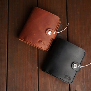 Cartera de cuero de tres pliegues para hombres, Cartera de hombre personalizada, Cartera de cuero marrón RFID, Cartera para hijo, Cartera para papá, Regalo de Navidad
