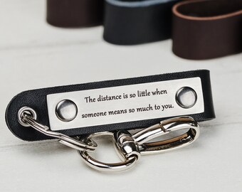 Engraved leather keychain, Keychain with YOUR custom text, Personalized gift for him and for her, Personalized key fob, Valentines gift
