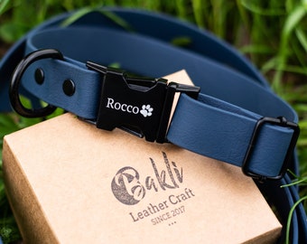 Waterdichte gepersonaliseerde halsband, verstelbare aangepaste halsband, halsband van biothane, gegraveerde halsband voor huisdieren met honden-ID-tag
