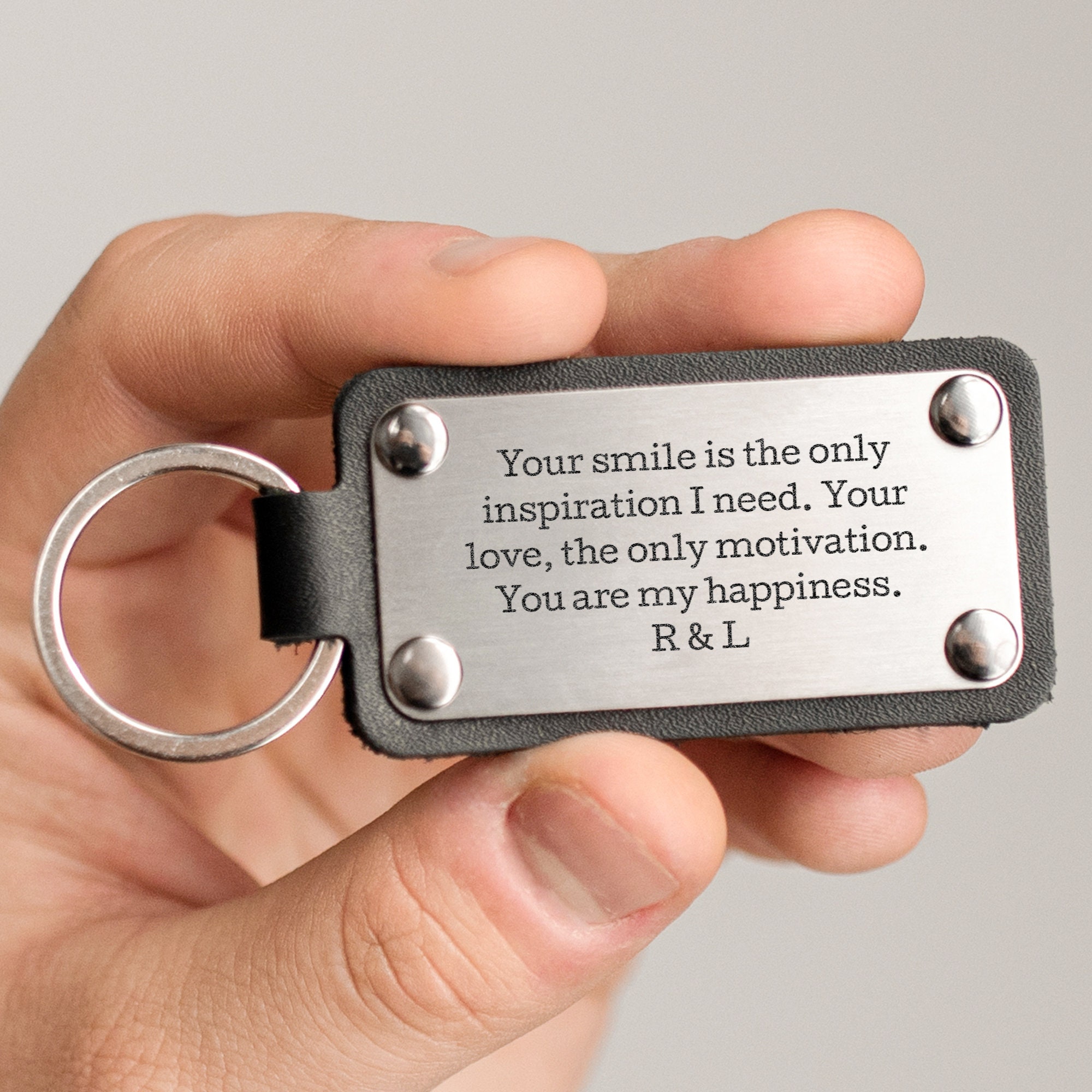 Personalized Leather Keychain, Custom Engraved Keychain, Personalized ...