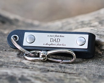 Leather keychain with engraving for father day