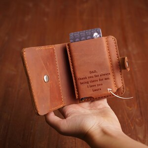 Personalized leather wallet, Mens leather wallet, Engraved wallet for men, Christmas gift for son, Birthday gift for husband, Gift for dad