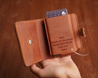 Personalized leather wallet, Mens leather wallet, Engraved wallet for men, Christmas gift for son, Birthday gift for husband, Gift for dad
