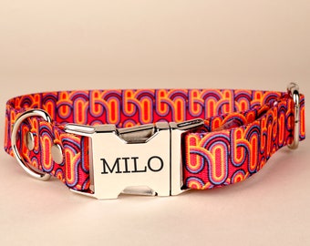 Collar de nombre de perro personalizado juguetón, collar impermeable para perro, collar de perro personalizado ajustable, collar de mascota grabado con nombre de perro