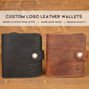 Cartera de cuero para hombre con logotipo grabado personalizado, pedidos mínimos de 10 piezas, regalo con logotipo comercial, billetera de cuero Rfid Trifold, regalos de empresa para empleados