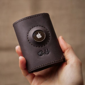 Cartera de cuero para hombre con AIRTAG, Cartera fina de cuero para hombre, Cartera RFID para hombre, Cartera pequeña plegable para hombre, Regalo para el Día del Padre, Cartera minimalista