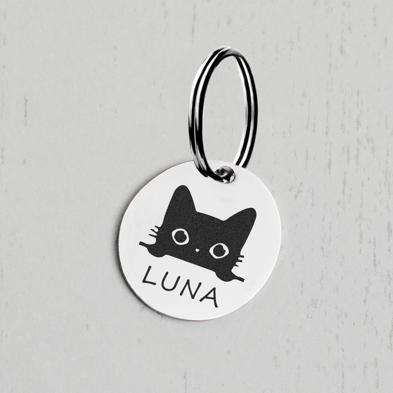 Cute Custom Cat Name Tag, Functional Cat Collar Tag With Name Engraved ...