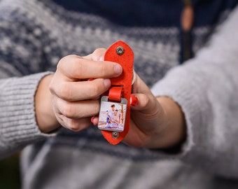 Llavero con foto personalizado, Llavero con foto de cuero, Llavero personalizado con foto, Regalo de Navidad para la familia, Regalo de cumpleaños para la hermana