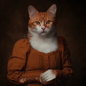Lady Catterley Print | Gingerbread Girl | Cottage Core Decor | Cat Wall Art Print | Orange Cat Art | Cat Mom Gift | Cat Lady Present