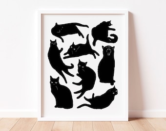 VOID Black Cat Art Print, Black White Wall Decor, Black Cat Lover, Unique Cat Gift, Modern Art, Monochrome Decor, Black Cat Portrait