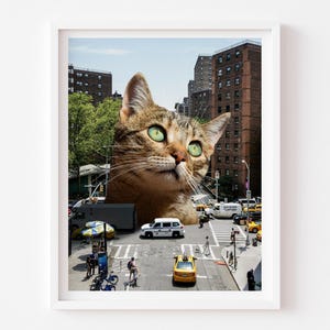 New York City Giant Cat Art Print (Tabby Cat, Cat Sun, Cat Gift, NYC Art Housewarming, Brooklyn, Queens, Manhattan, NYC Photo, Travel)