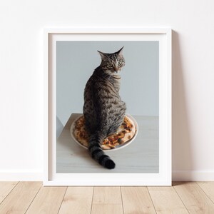 Pizza Cat Art Print, Kitchen Decor, Pizza Lover, Foodie Gift, Cat Person Present, Pizza Artwork, Funny, Humorous, Cute Cat Print