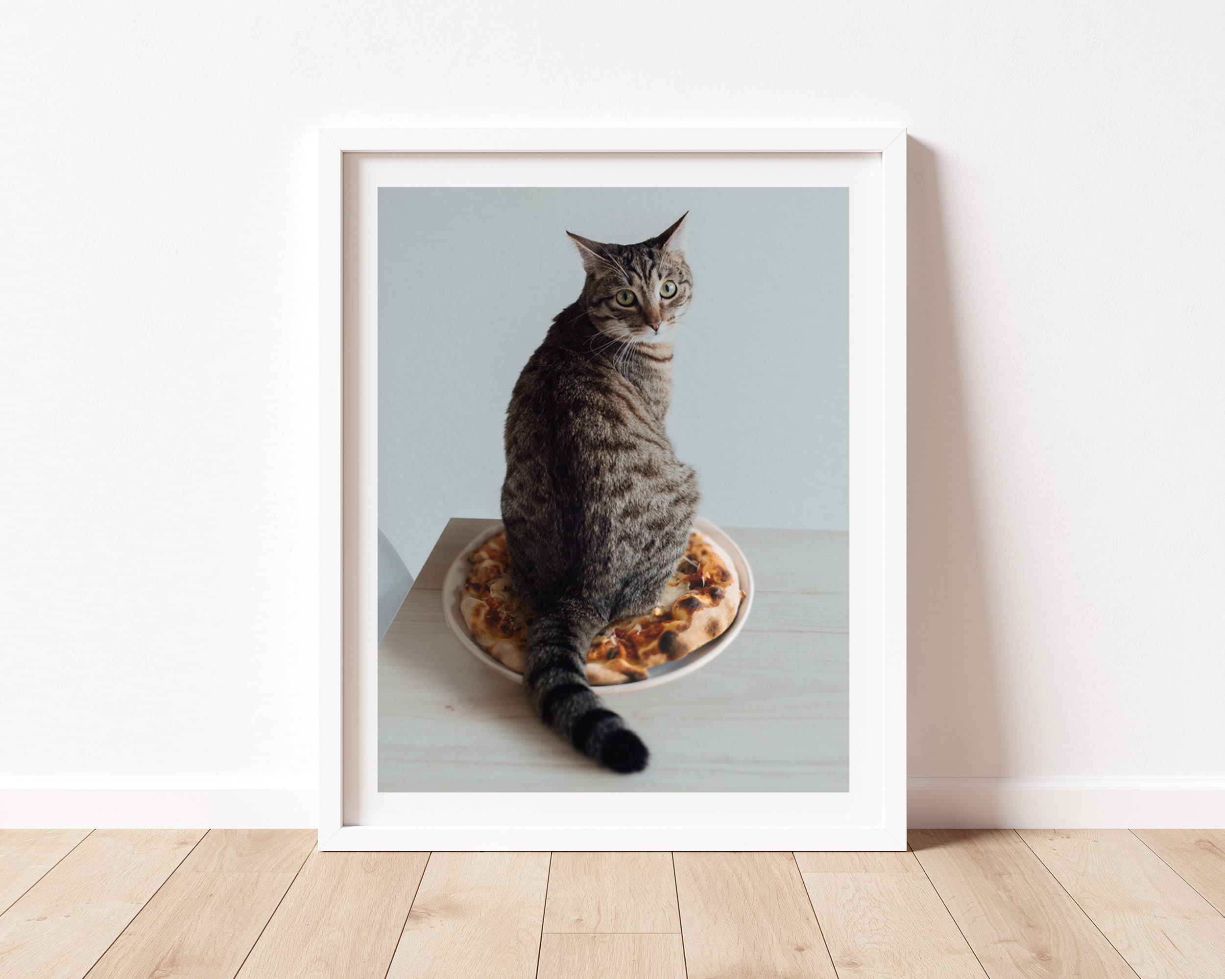Pizza Cat Art Print, Kitchen Decor, Pizza Lover, Foodie Gift, Cat Person Present, Pizza Artwork, Funny, Humorous, Cute Cat Print