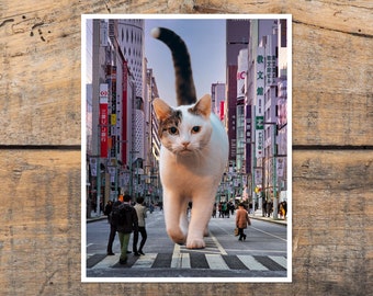 Tokyo Giant Cat Art Print | Tokyo Cat | Cat Person Gift Idea