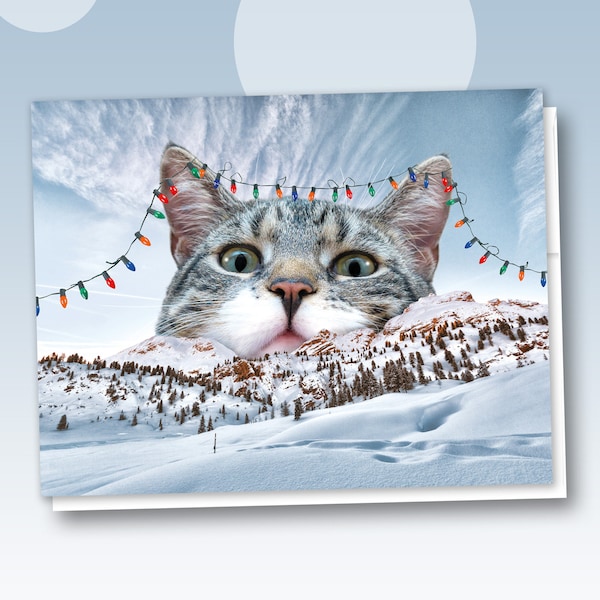 Happy Holidays Cat Greeting Card, Cat Christmas Card Set, Cat Stationery, Pet Card, Cat Lover Gift, Cat Art, Kitty Card, Cat Person Gift