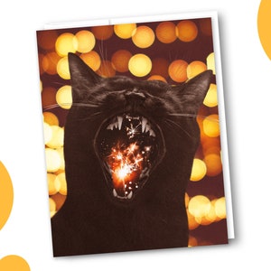 Feier Grußkarte, Frohe Feiertage, Neujahr, Geburtstag, Jubiläum, Feuerwerk, Geschenkkarte, Katzenliebhaber Karte, Katzen Briefpapier