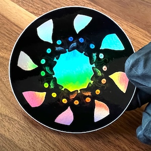 Holographischer schwarze Katzen Aufkleber, Regenbogen Aufkleber, Weltraum Katze, Katzen Kunst, Astronaut Katzen Aufkleber, Laptop Aufkleber, Wasserflasche Logo, Katzenliebhaber Geschenk