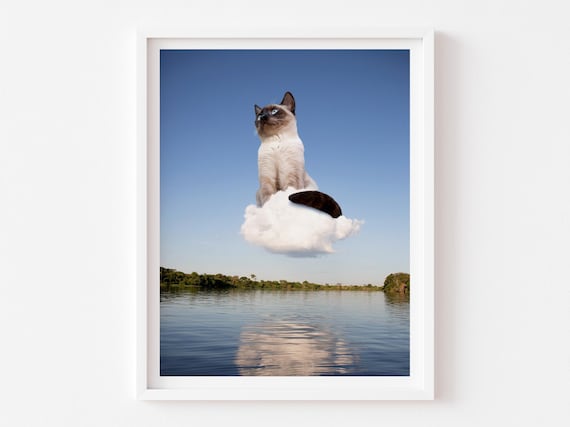 Siamese Cat Art Print - Cloud Art, Cat Gift, Cat Decor, Siamese Gift