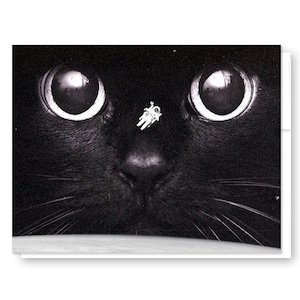 Carte spatiale chat noir, carte de voeux vierge pour toutes les occasions, carte d'astronaute, carte-cadeau astronomie, papeterie drôle de chat, espace extra-atmosphérique, amoureux des chats