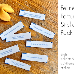 Cat Fortune Stickers | Fortune Cookies | Cat Lover Gift | Chinese New Year | Maneki Neko | Cat Laptop | Cat Sticker Pack | Tiny Stickers