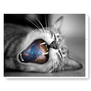 Cosmic Catnap Card, Space Greeting Card, Stars Card, Cat Birthday Card, Astrophysics, Anytime Card, Space Lover Gift, Cat Gift, Blank Card