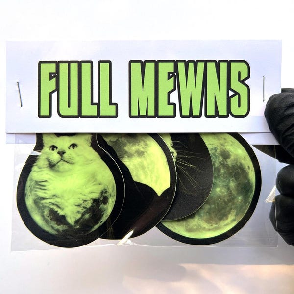 Glow in the Dark Cat Stickers, Vollmond Aufkleber, Katzenaufkleber, Weltraum, Eclipse, Nacht, Halloween, Katzenliebhaber Geschenk, Cat Person, Black Cat