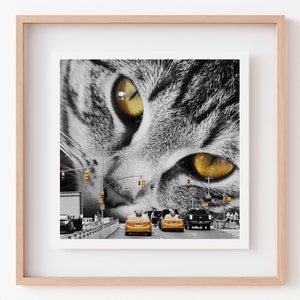 New York City Cat Art Print, NYC Taxi, Selective Color Print, Tabby Cat Art, Cat Lover Gift, NYC Art, Cat-themed Gift Ideas, Cat Lover Art