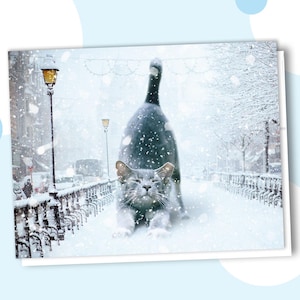 Carte de voeux de vacances chat, Qu'il neige, jeu de cartes de Noël chat, papeterie chat, hiver, cadeau pour amoureux des chats, art chat, carte minou, cadeau personne chat
