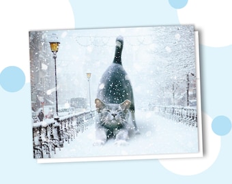 Let It Snow Cat Holiday Greeting Card, Christmas Card Set, Cat Stationery, Winter, Cat Lover Gift, Cat Art, Kitty Card, Cat Person Gift