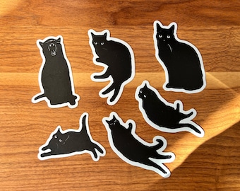 Black Cat Sticker Pack, The Void, Weatherproof sticker, Cat Lover Gift, Black Cat Art, Halloween Sticker, Black Cats Only, Black Kitty